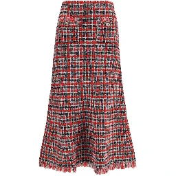 Red Cotton Midi Skirt