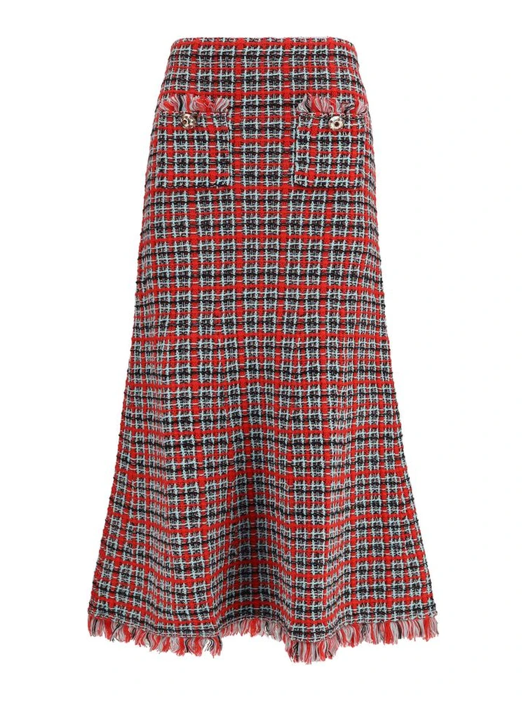 Red Cotton Midi Skirt