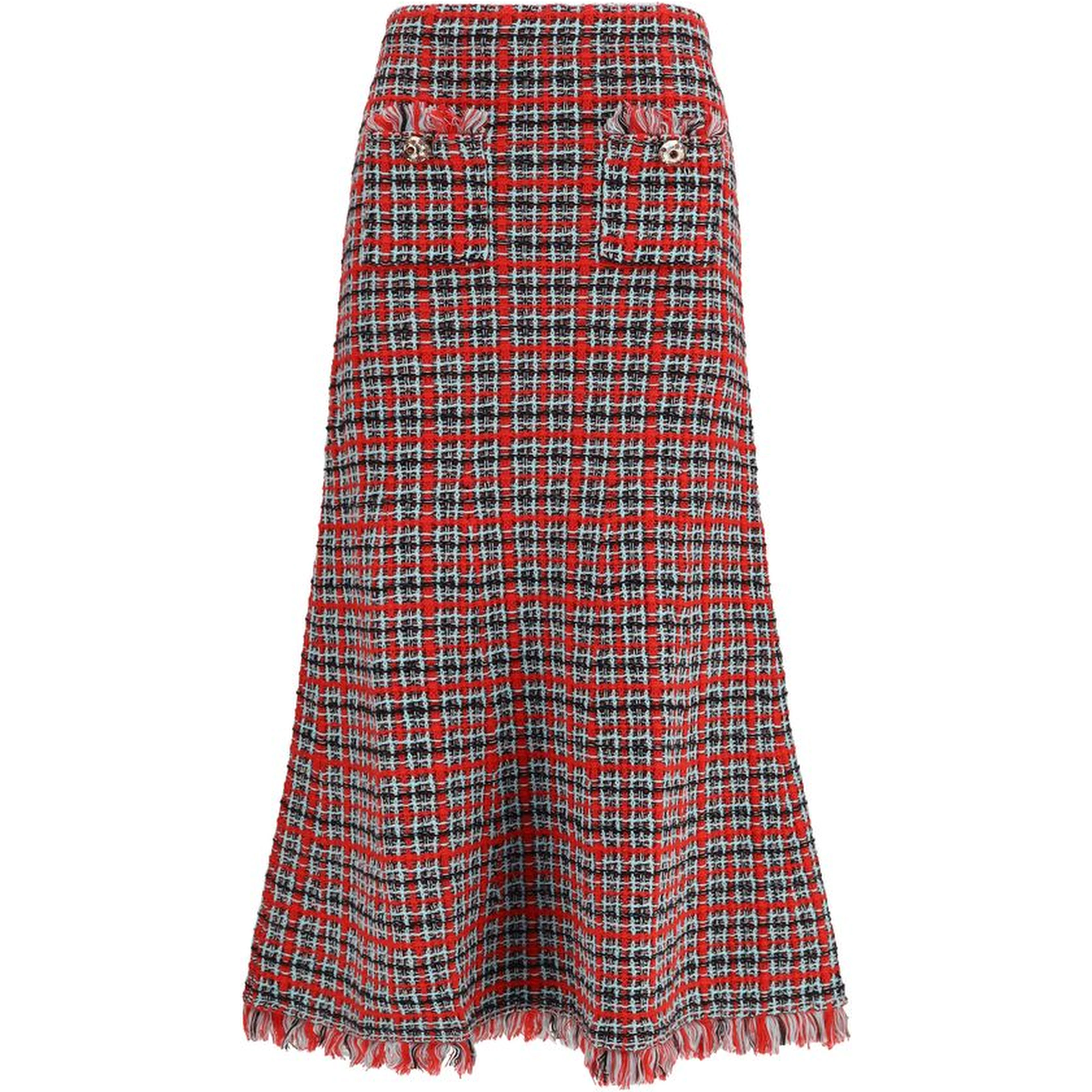 Red Cotton Midi Skirt