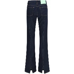 Blue Cotton Flared Jeans