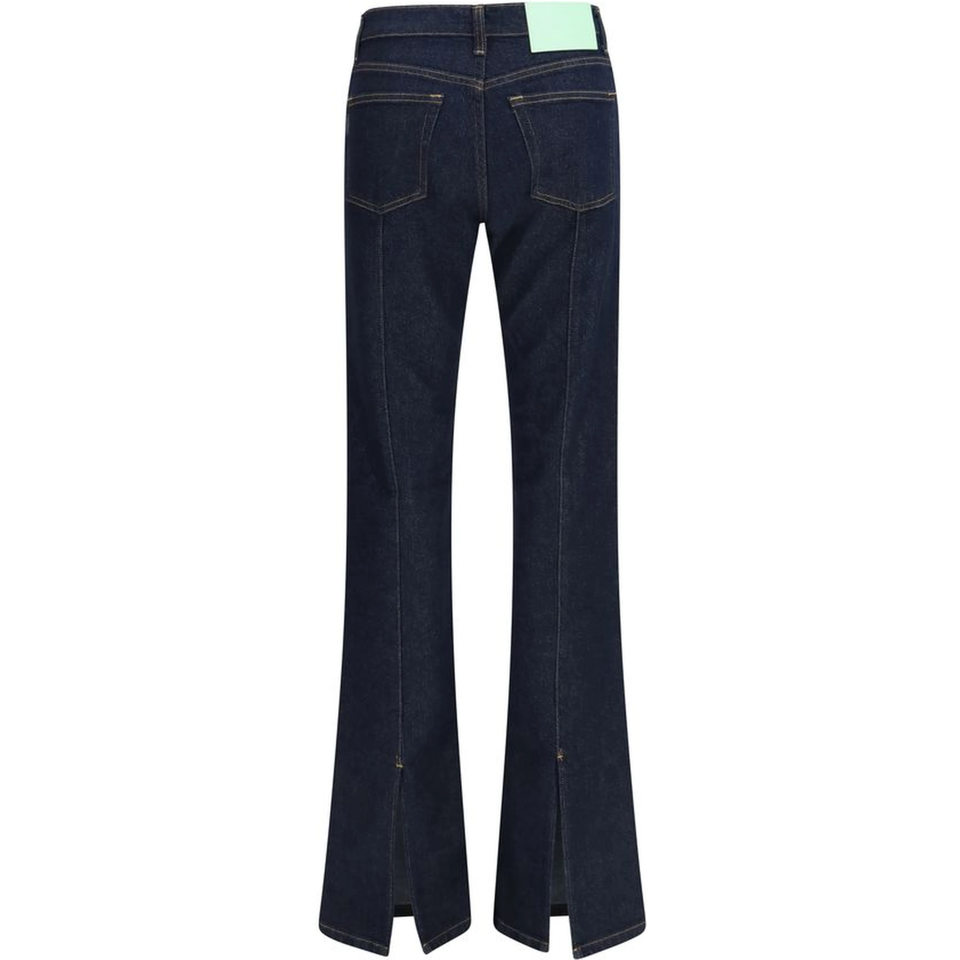 Blue Cotton Flared Jeans