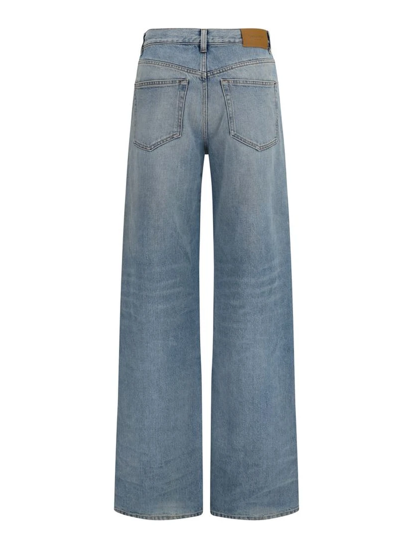Blue Cotton High-Waisted Jean