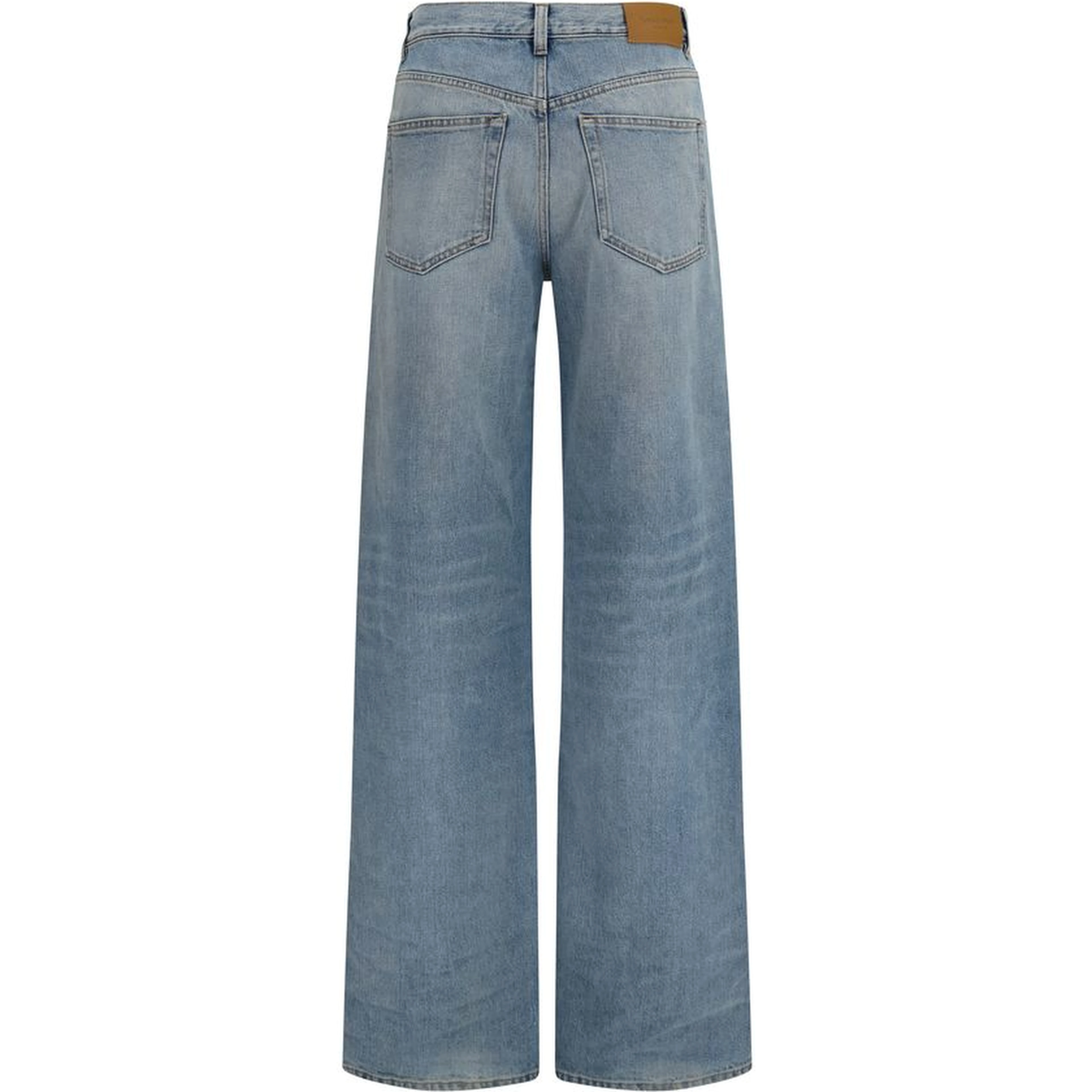 Blue Cotton High-Waisted Jean