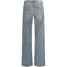 Blue Cotton Straight-Leg Jeans