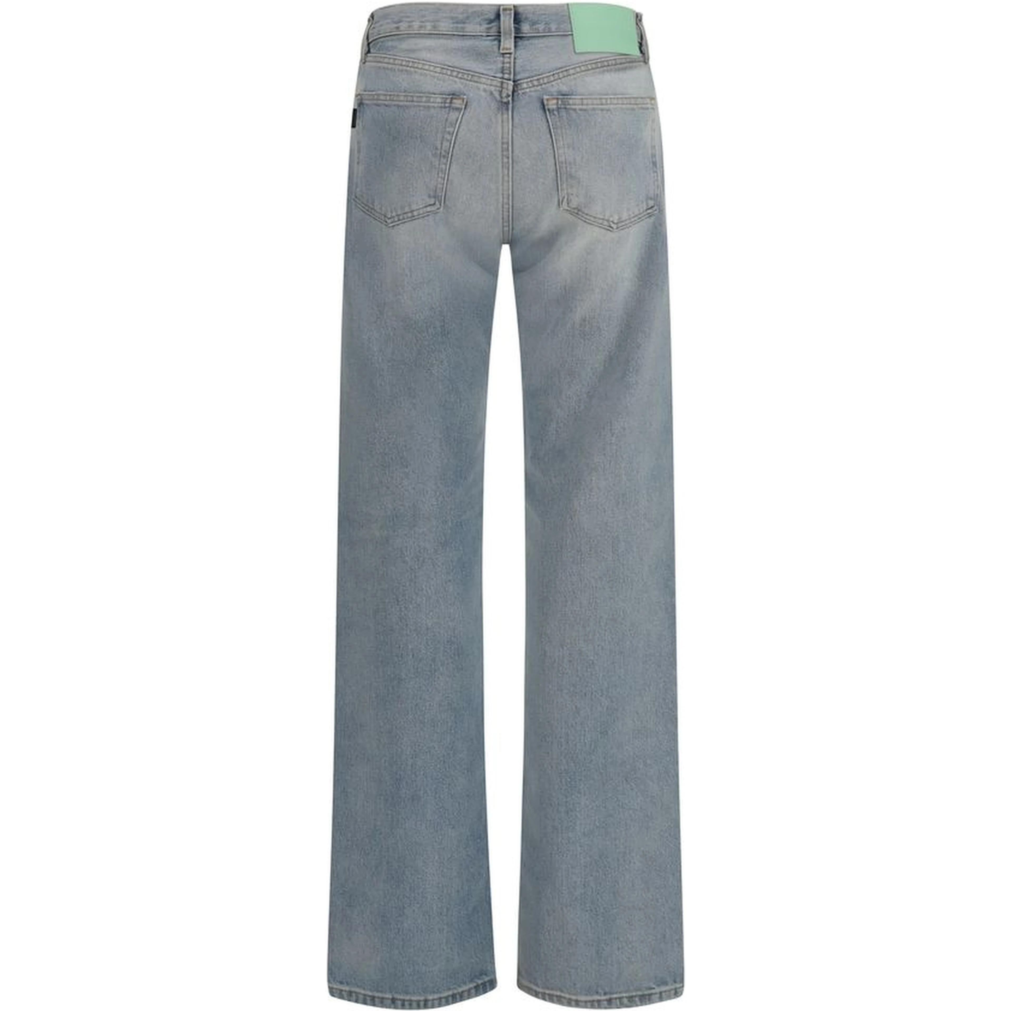 Blue Cotton Straight-Leg Jeans