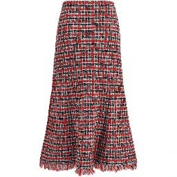 Red Cotton Midi Skirt
