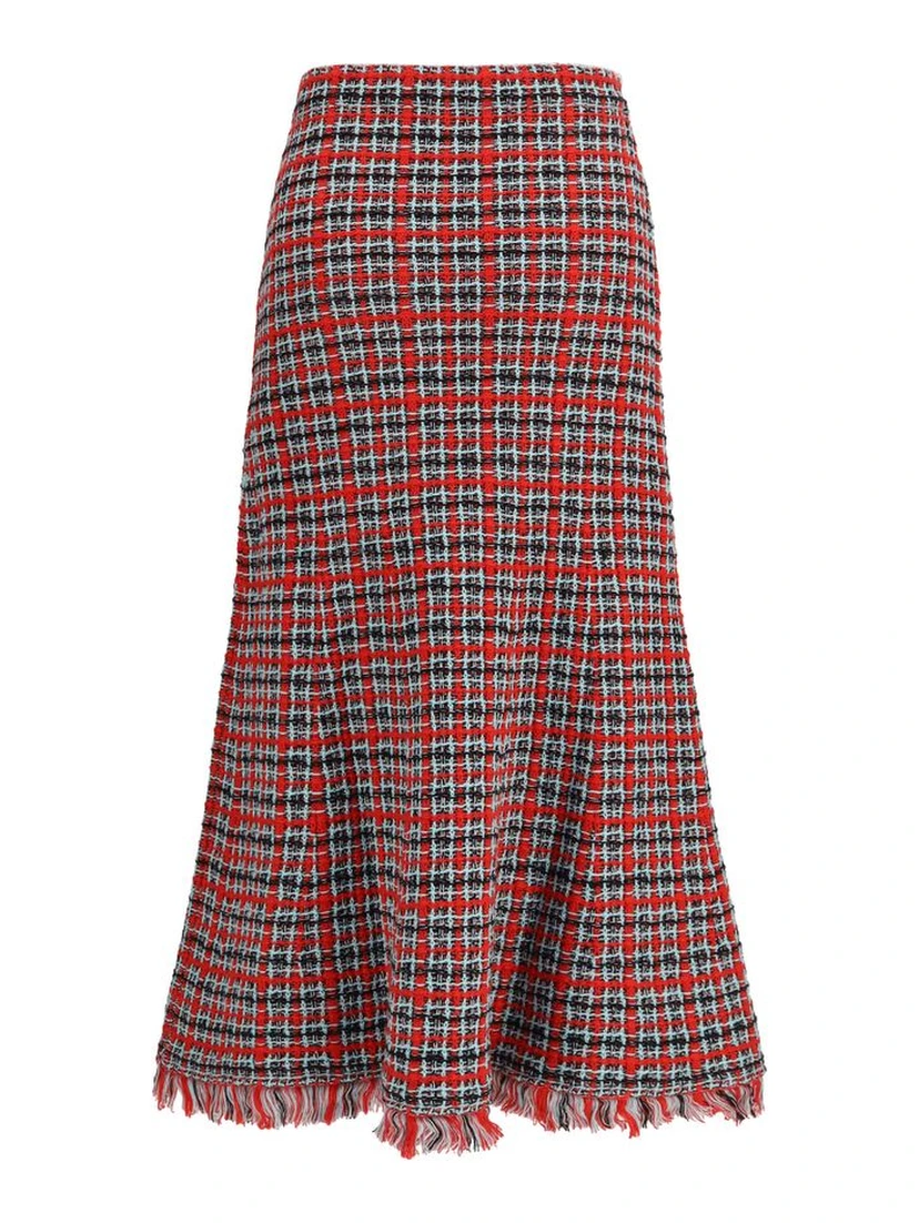 Red Cotton Midi Skirt