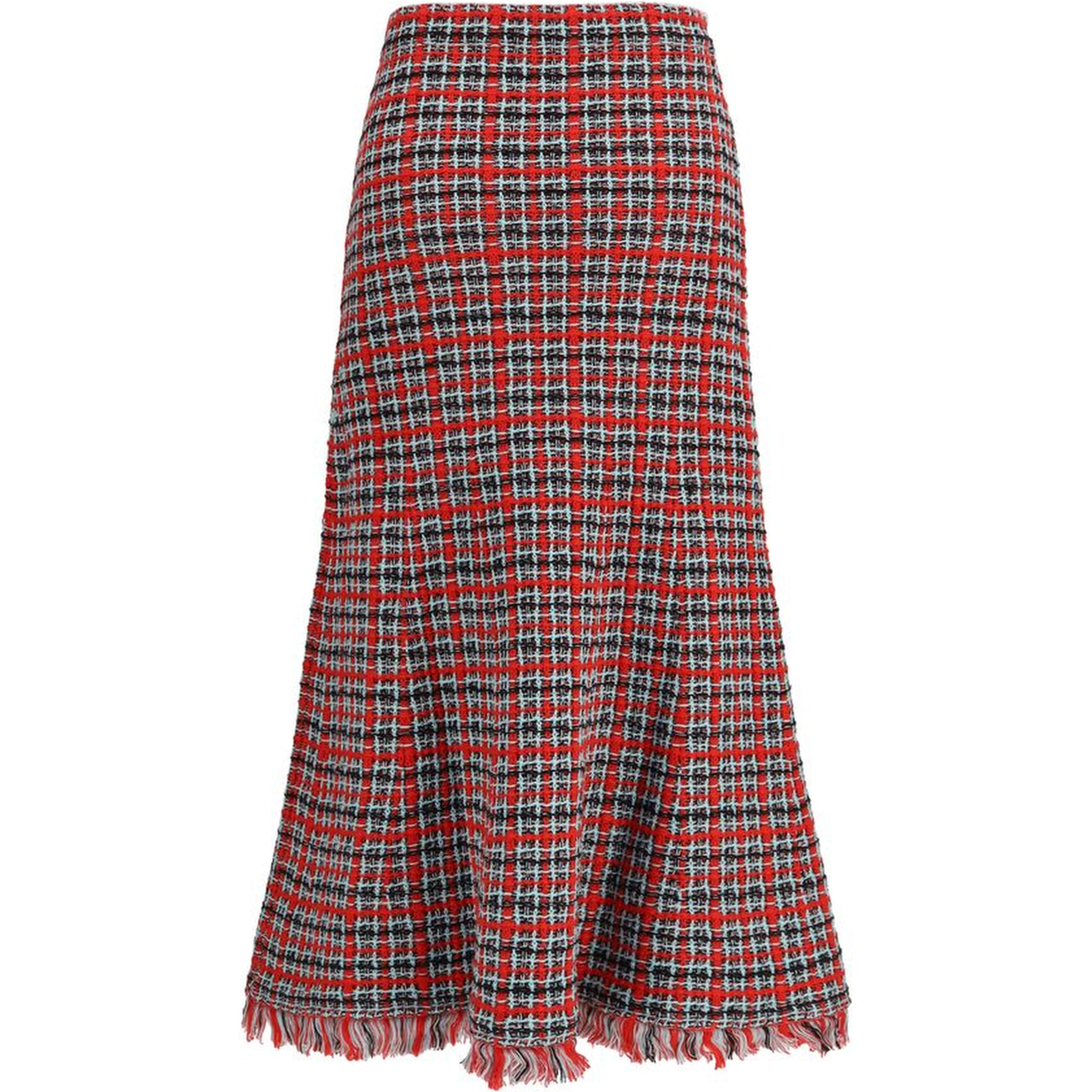 Red Cotton Midi Skirt