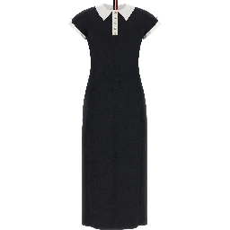 Blue Virgin Wool Midi Dress