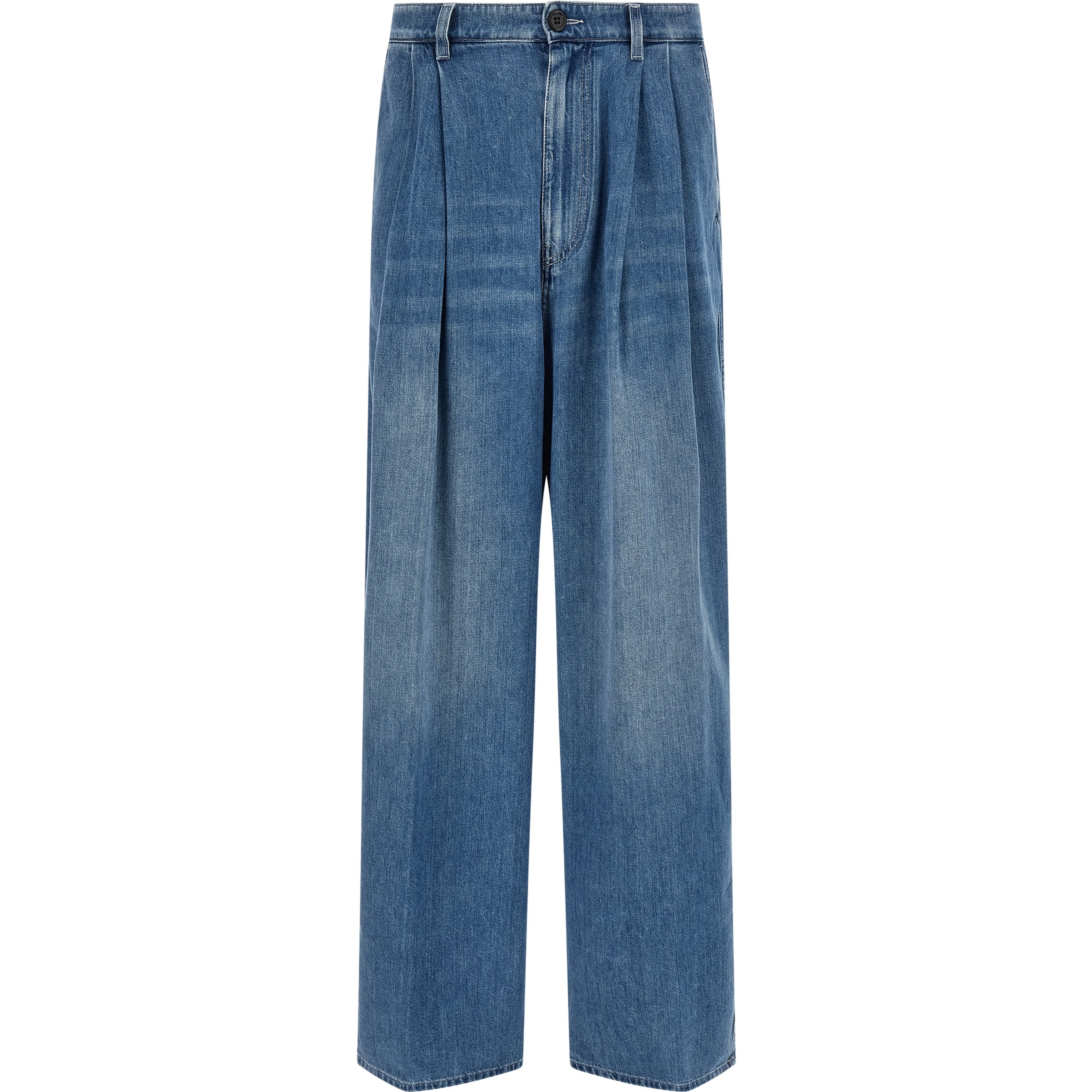 Blue Cotton High-Waisted Jean