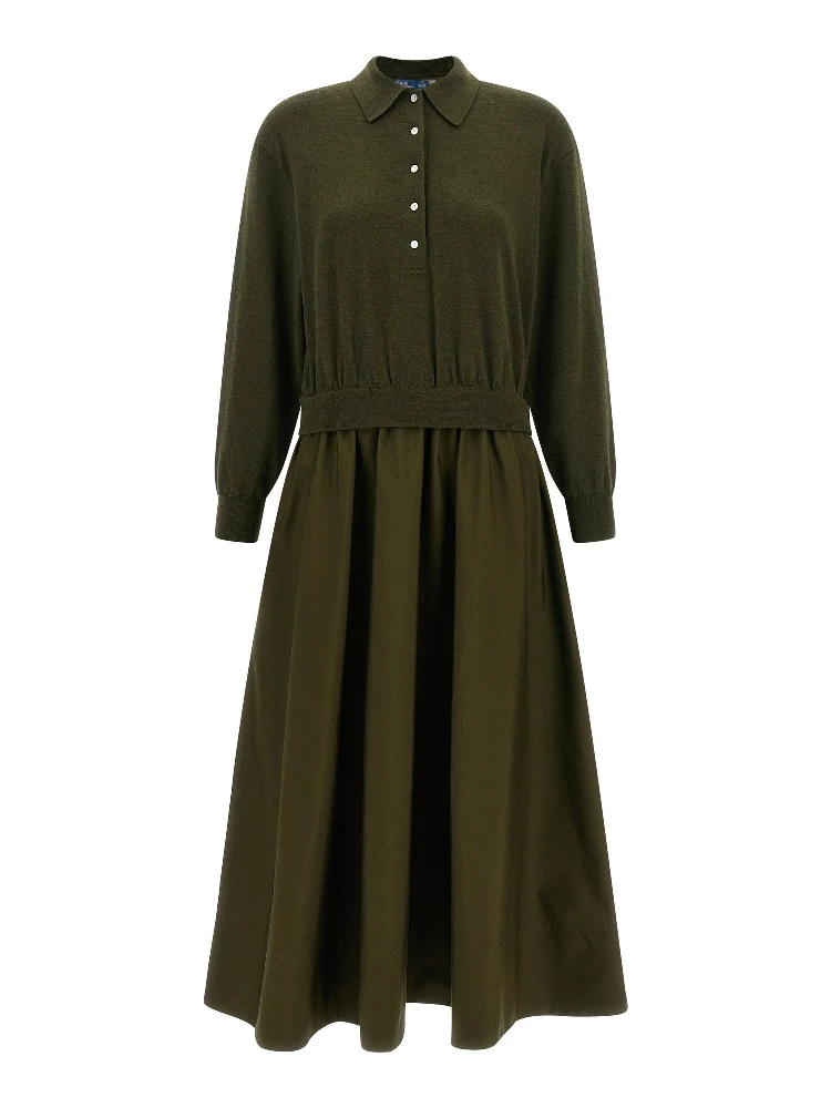Bicolor Wool Long Dress