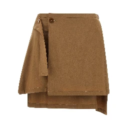 Brown Virgin Wool Long Skirt