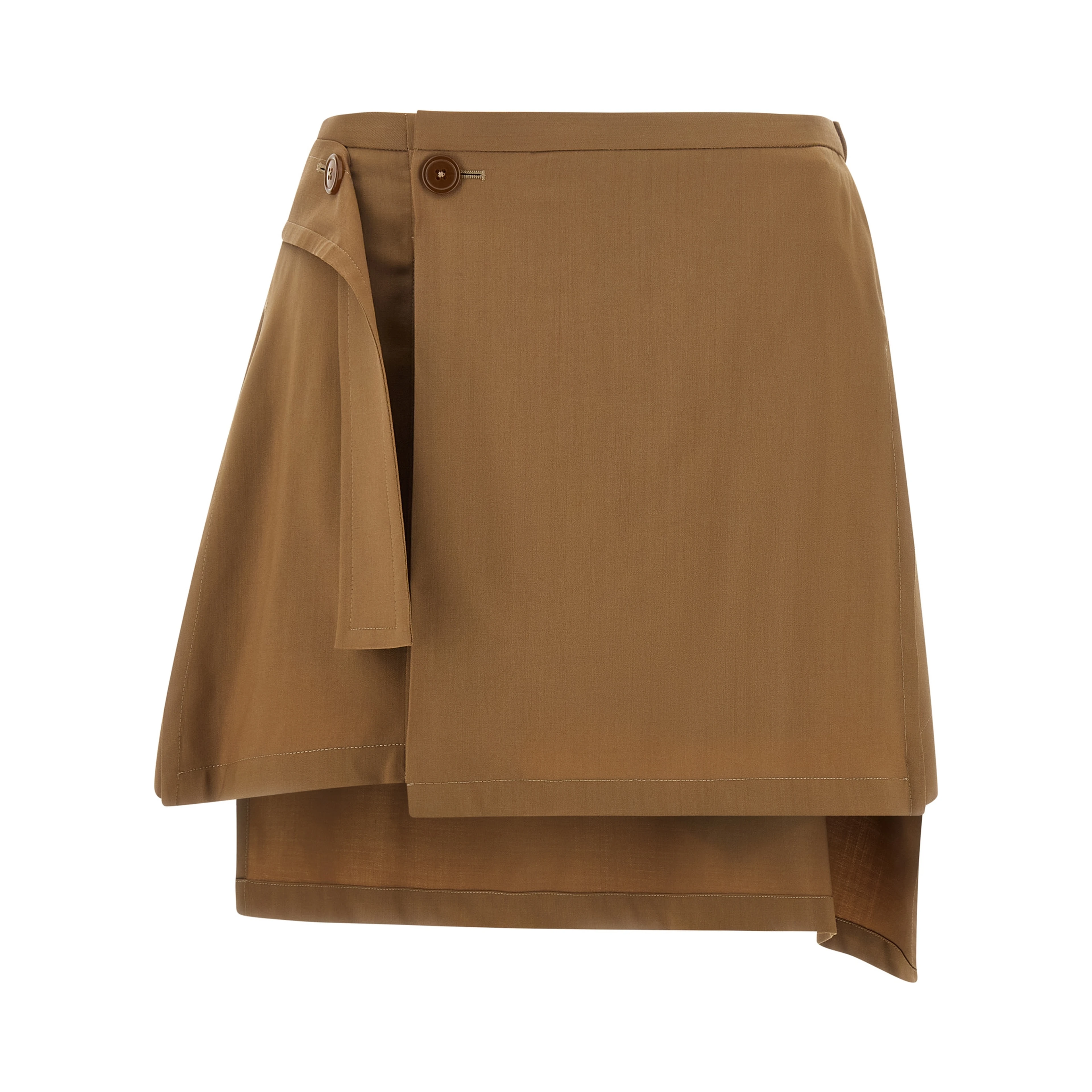 Brown Virgin Wool Long Skirt