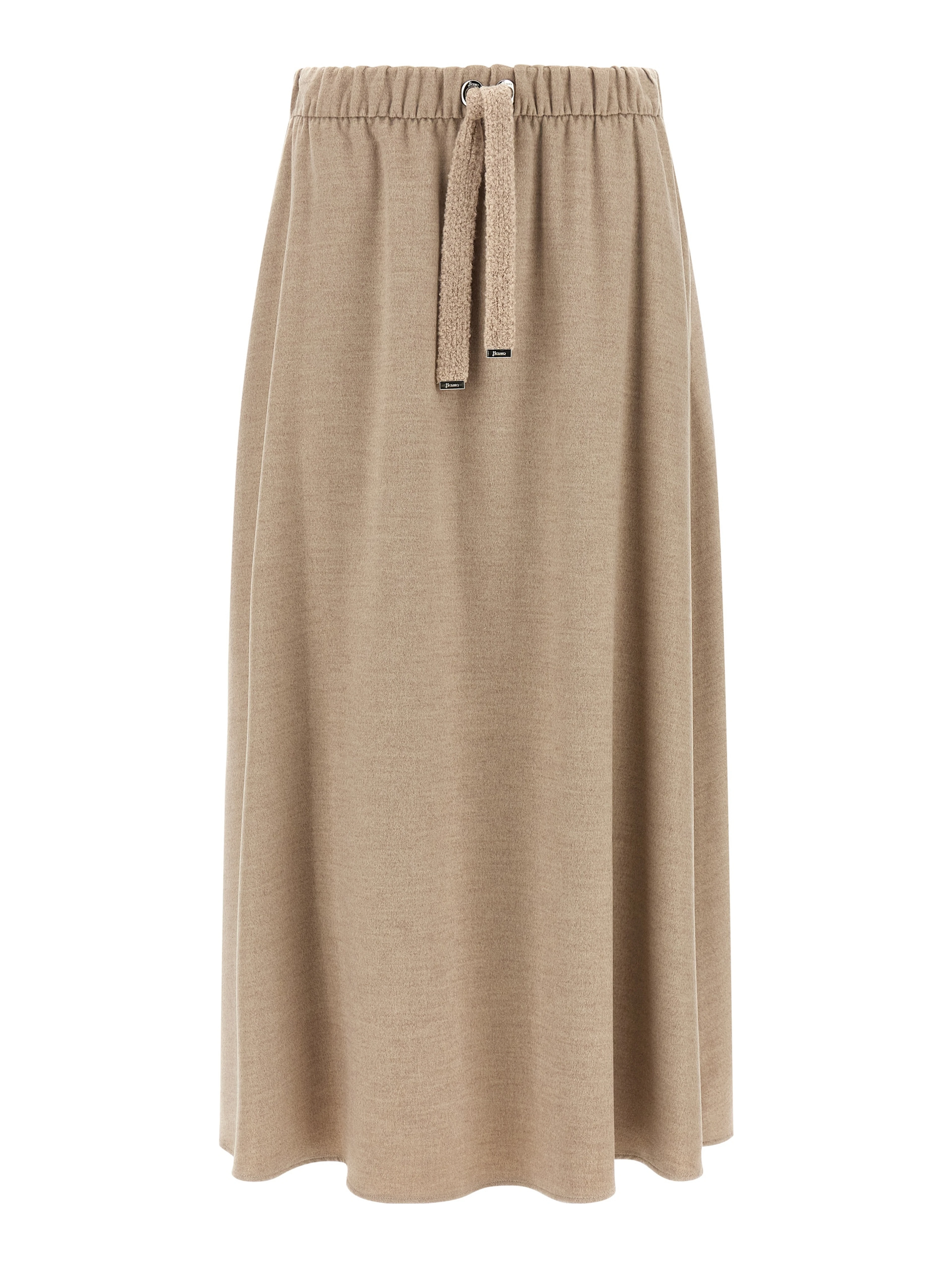 Beige Polyester Midi Skirt