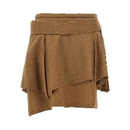 Brown Virgin Wool Long Skirt