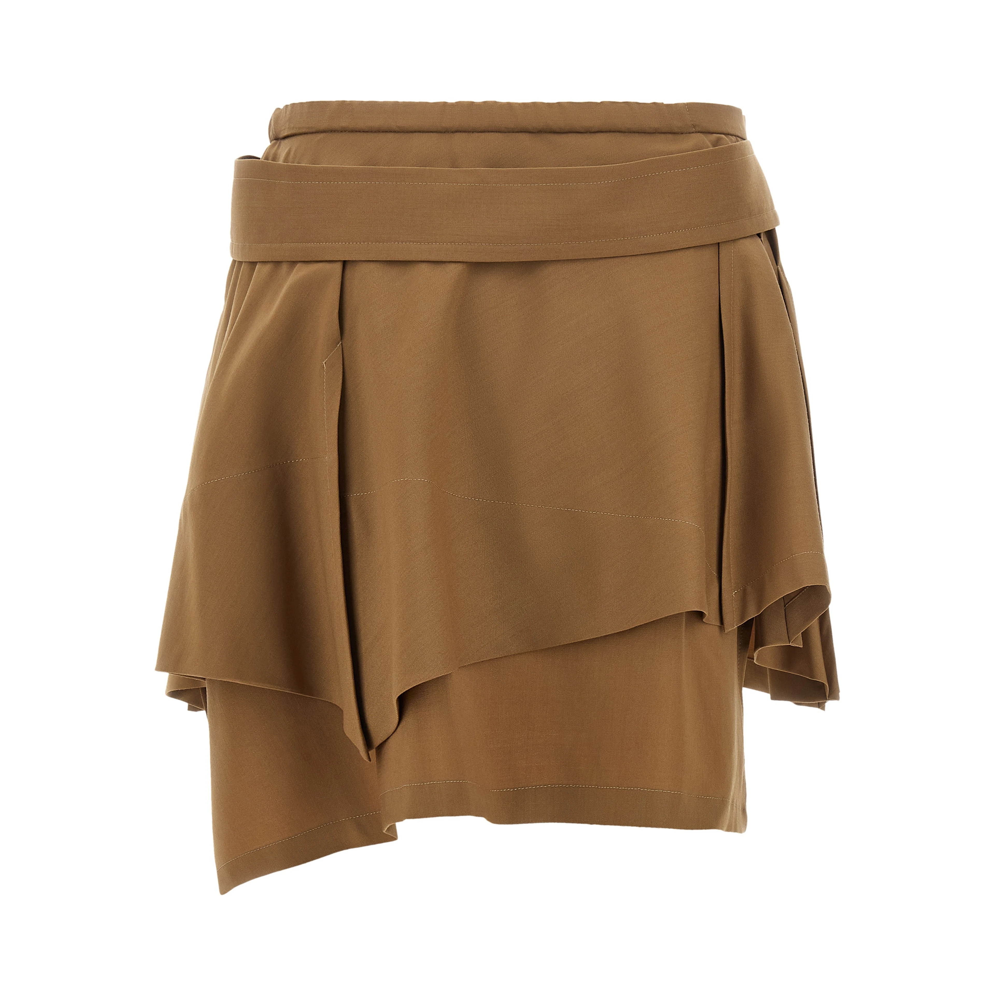 Brown Virgin Wool Long Skirt