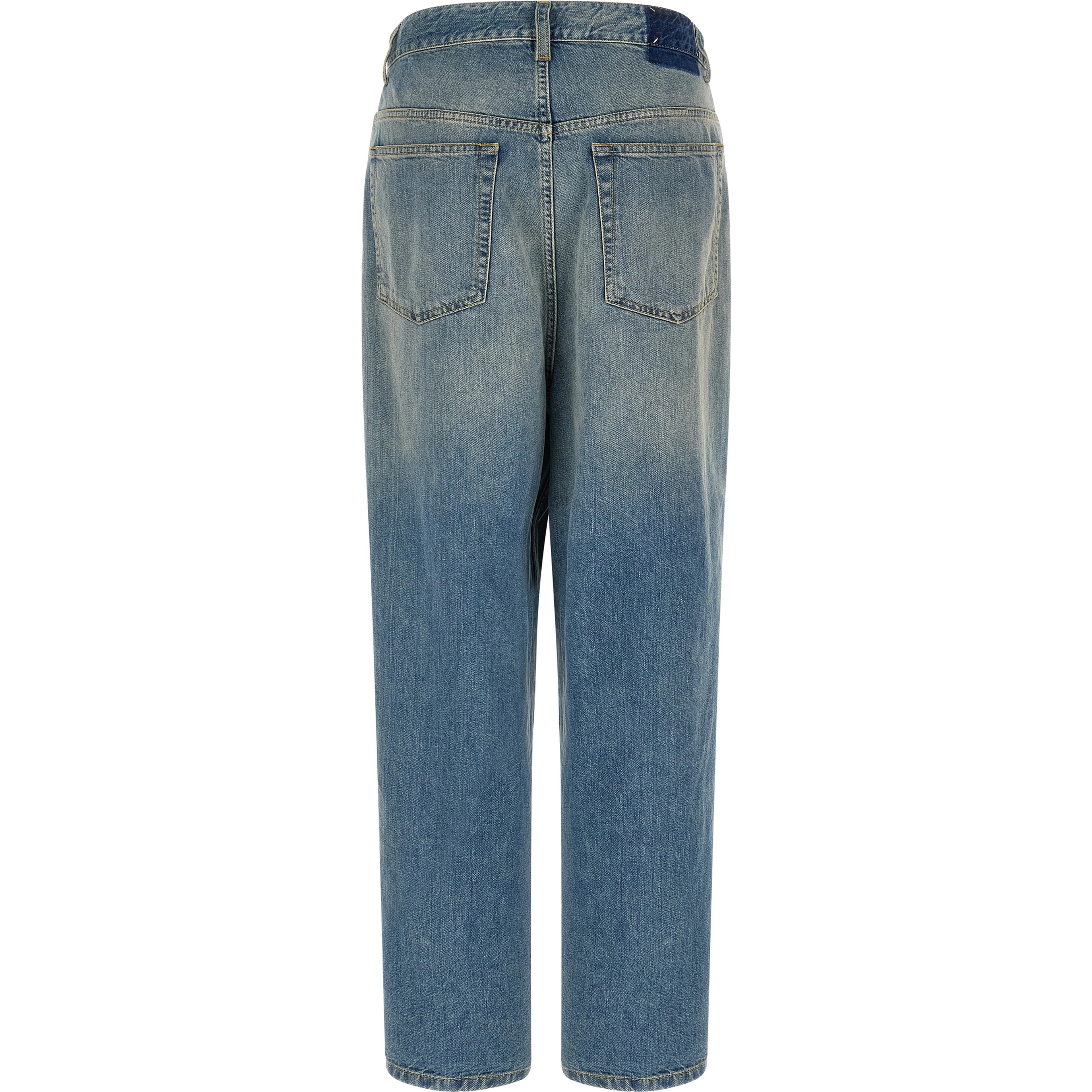 Blue Cotton Straight-Leg Jeans
