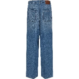 Blue Cotton High-Waisted Jean