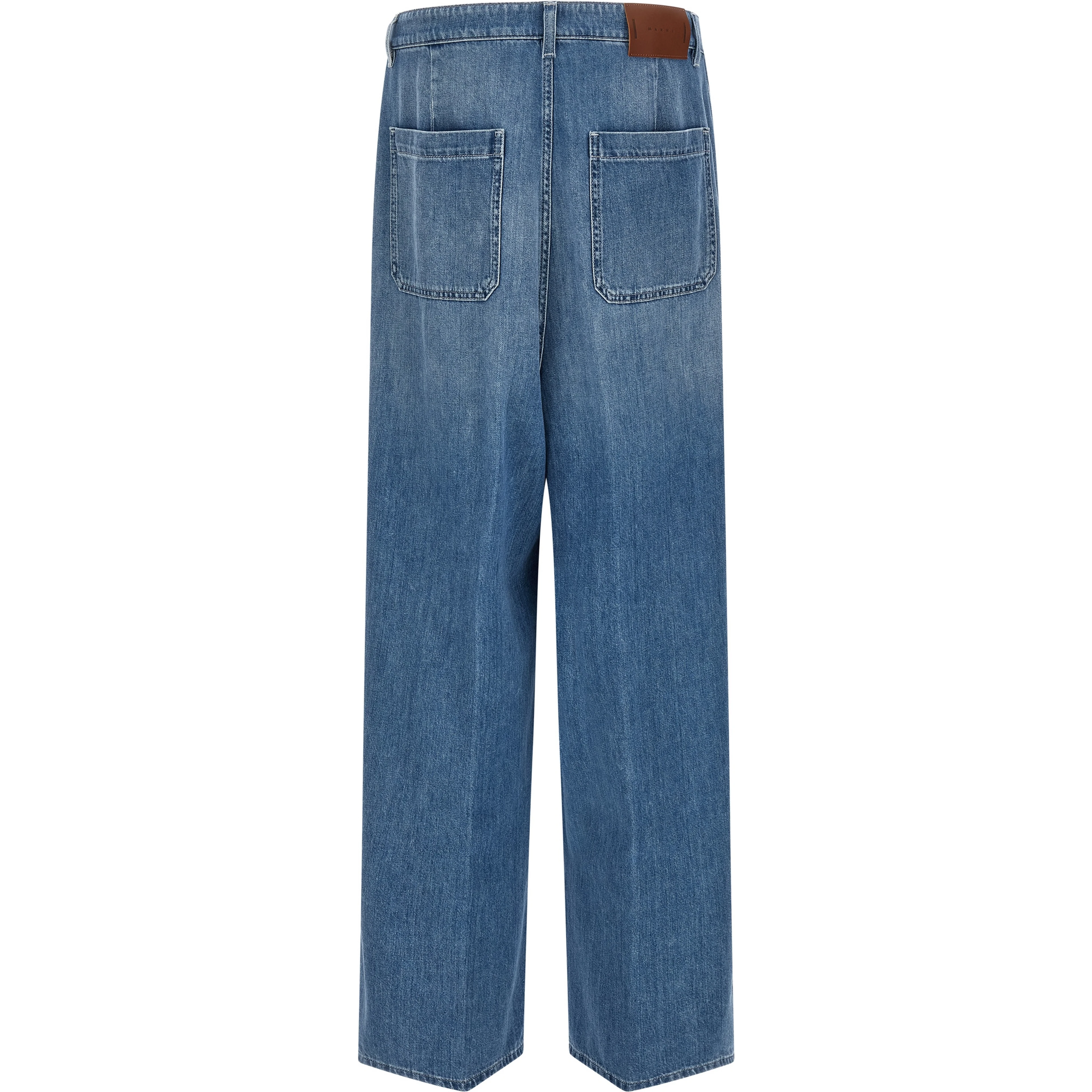 Blue Cotton High-Waisted Jean