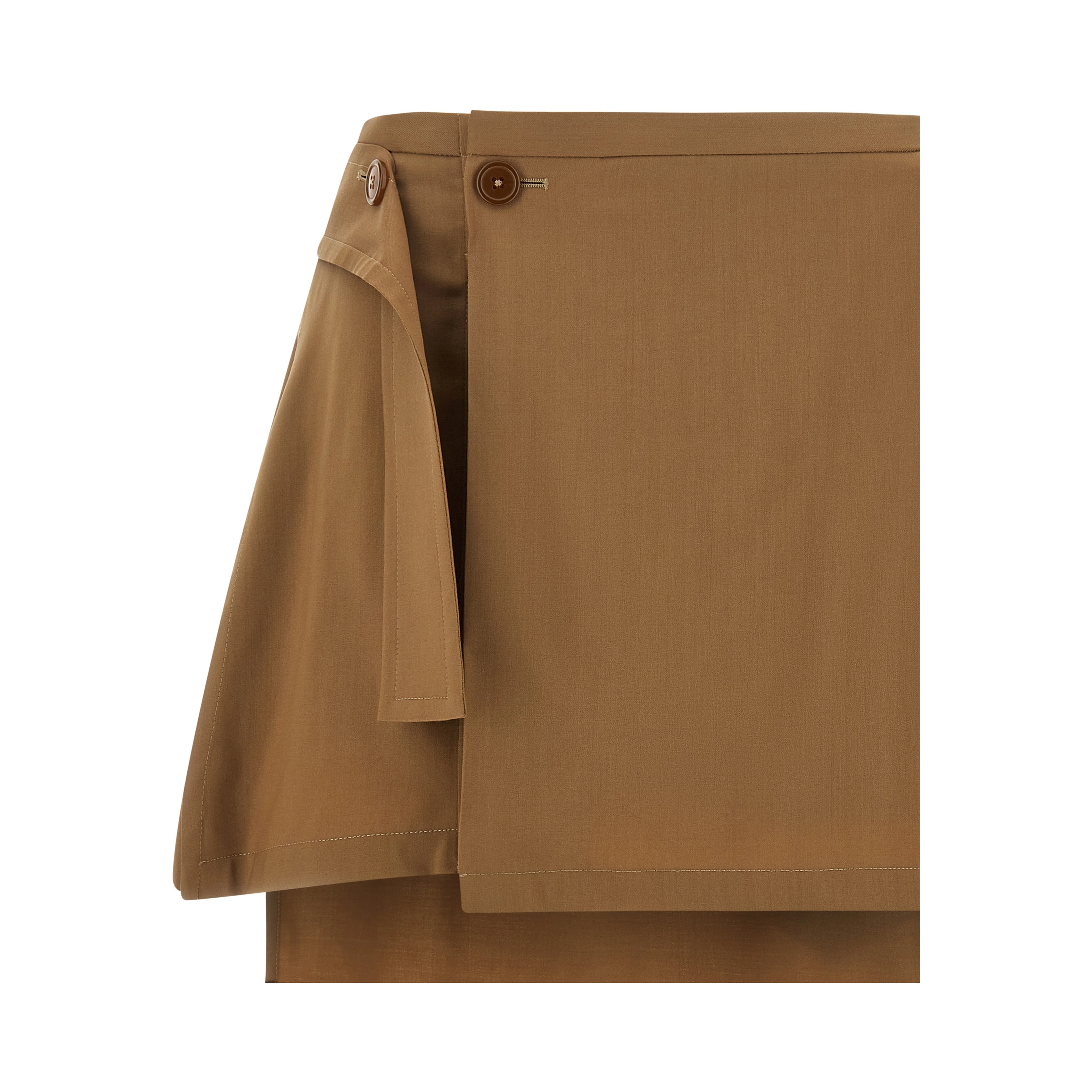 Brown Virgin Wool Long Skirt
