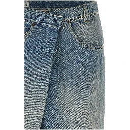 Blue Cotton Straight-Leg Jeans
