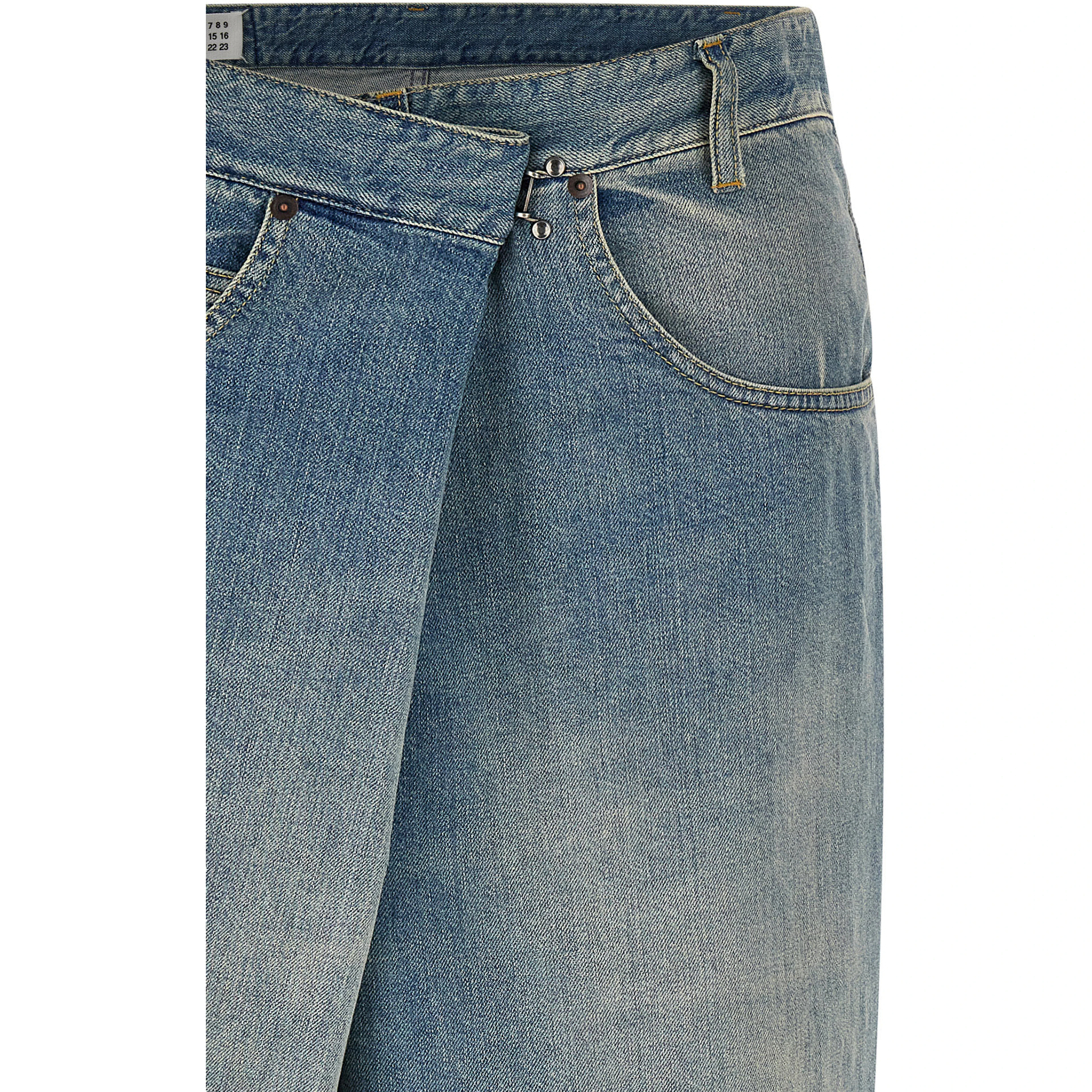 Blue Cotton Straight-Leg Jeans