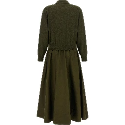 Bicolor Wool Long Dress