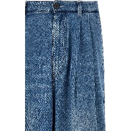 Blue Cotton High-Waisted Jean