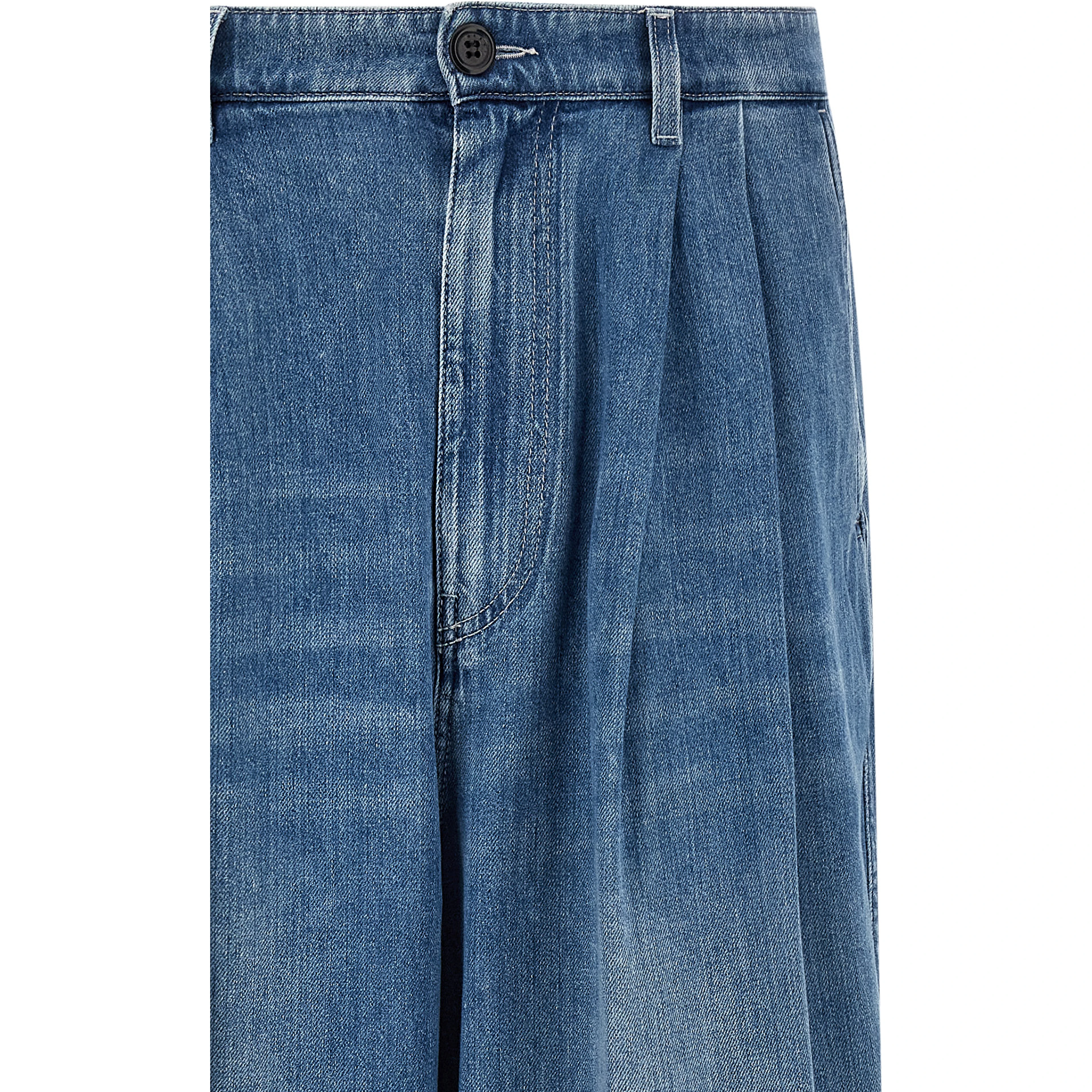 Blue Cotton High-Waisted Jean