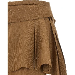 Brown Virgin Wool Long Skirt