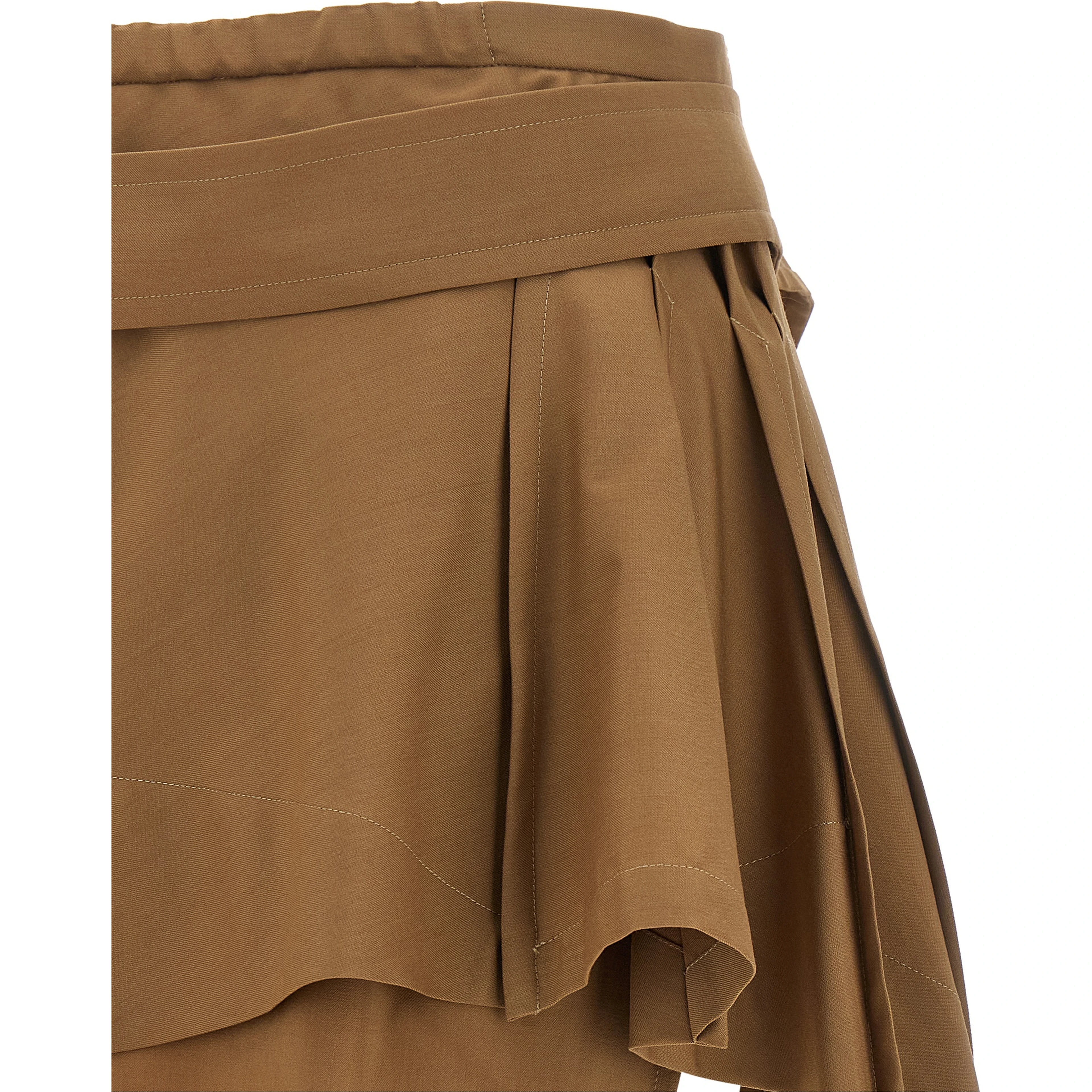 Brown Virgin Wool Long Skirt