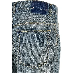 Blue Cotton Straight-Leg Jeans
