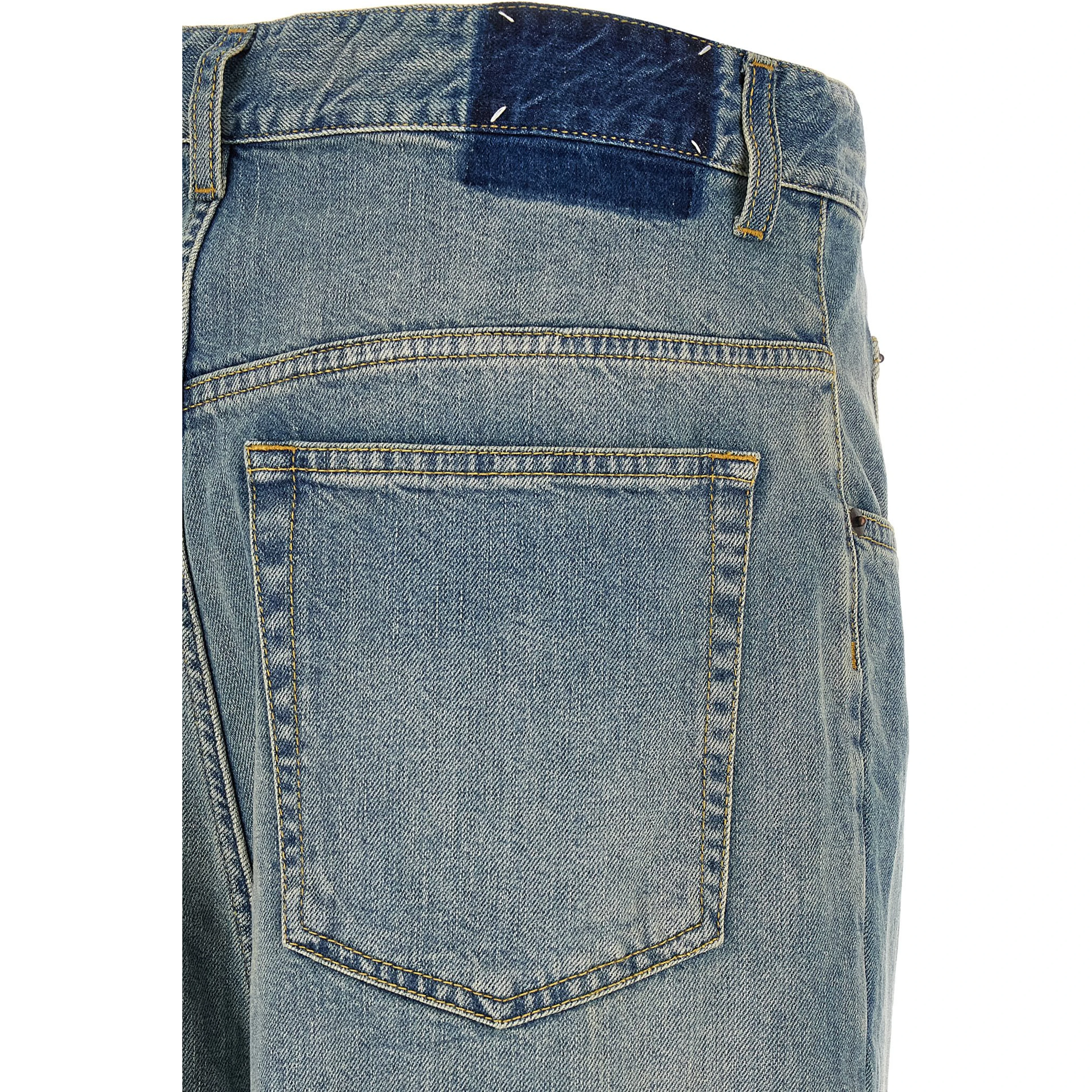 Blue Cotton Straight-Leg Jeans