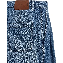 Blue Cotton High-Waisted Jean