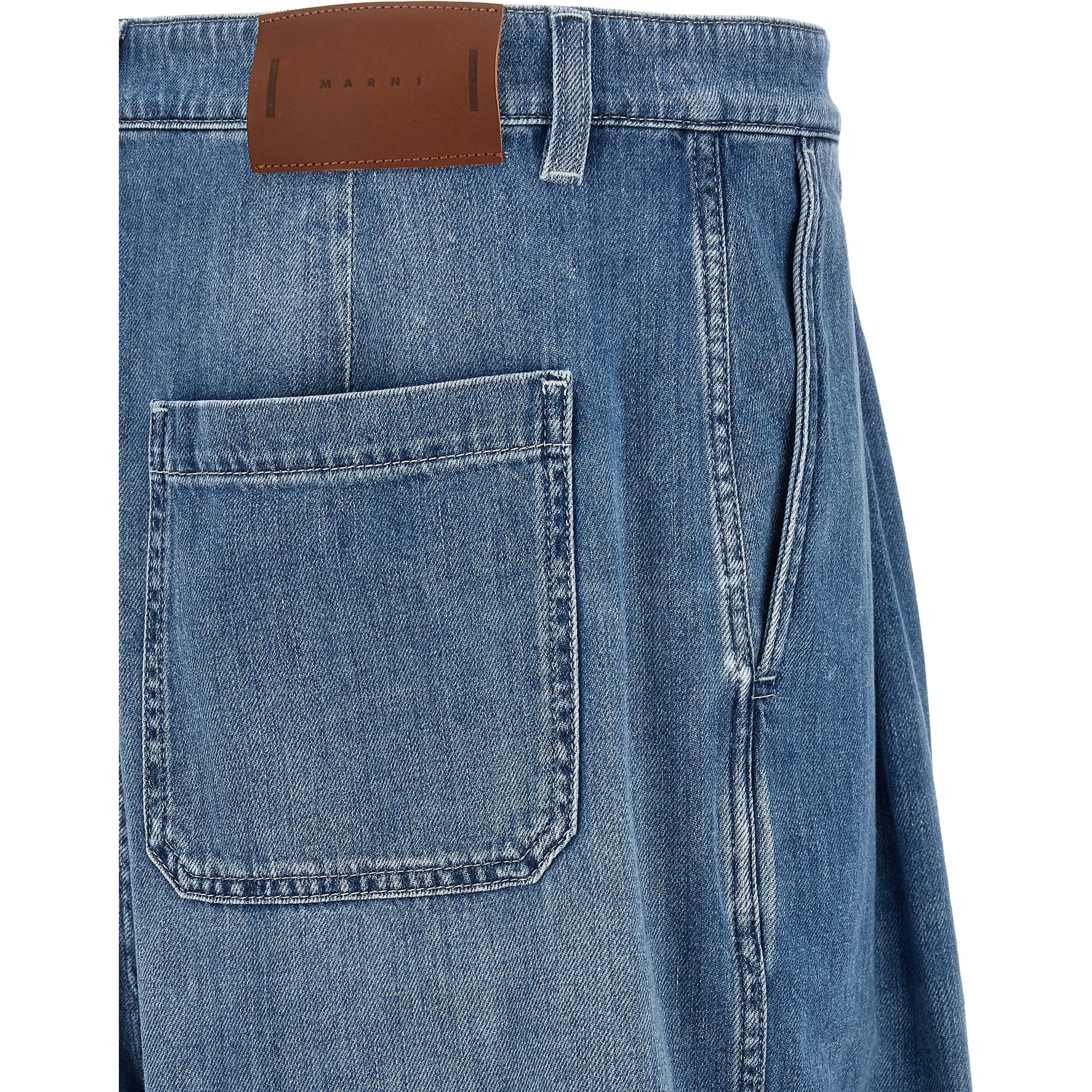 Blue Cotton High-Waisted Jean