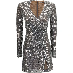 Silver Polyester Cocktail Dress
