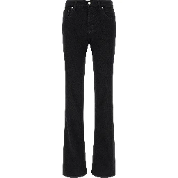 Black Cotton Flared Jeans