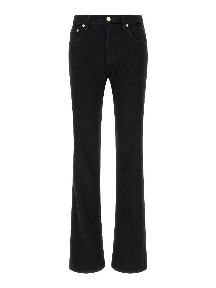 Black Cotton Flared Jeans