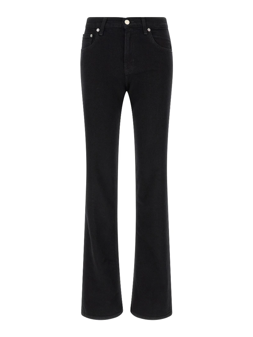 Black Cotton Flared Jeans