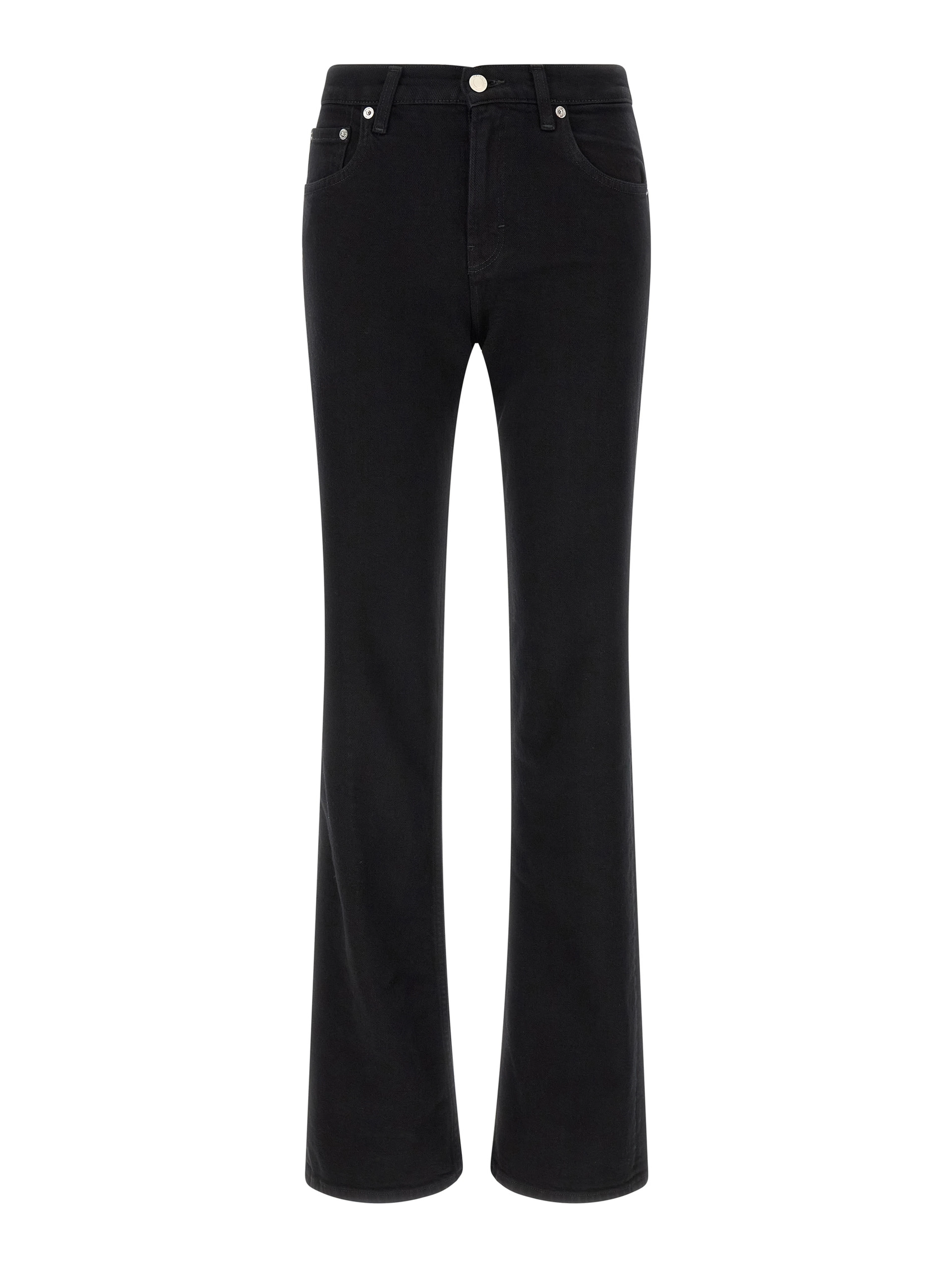 Black Cotton Flared Jeans