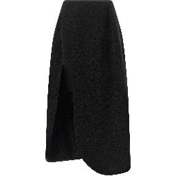 Black Virgin Wool Midi Skirt