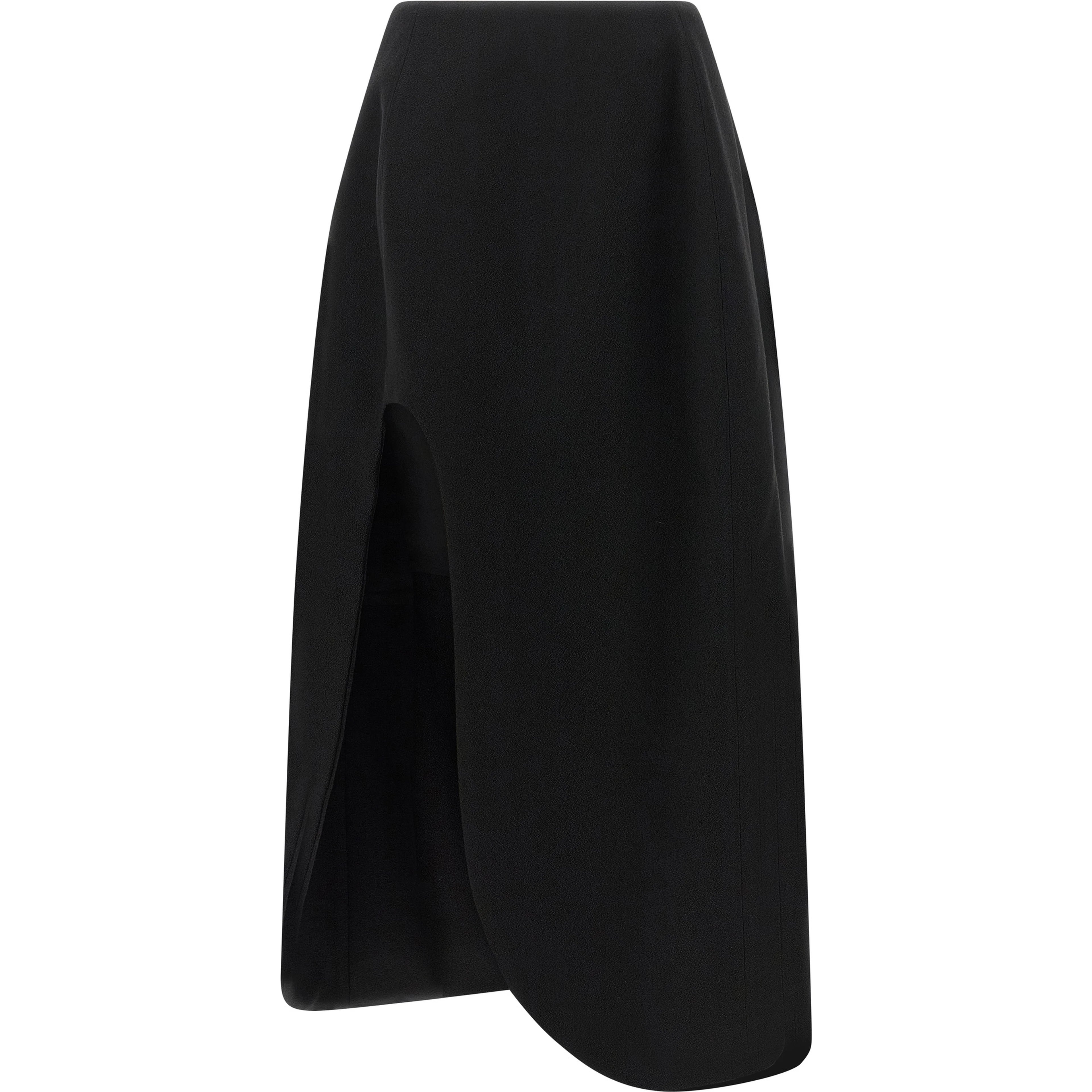 Black Virgin Wool Midi Skirt