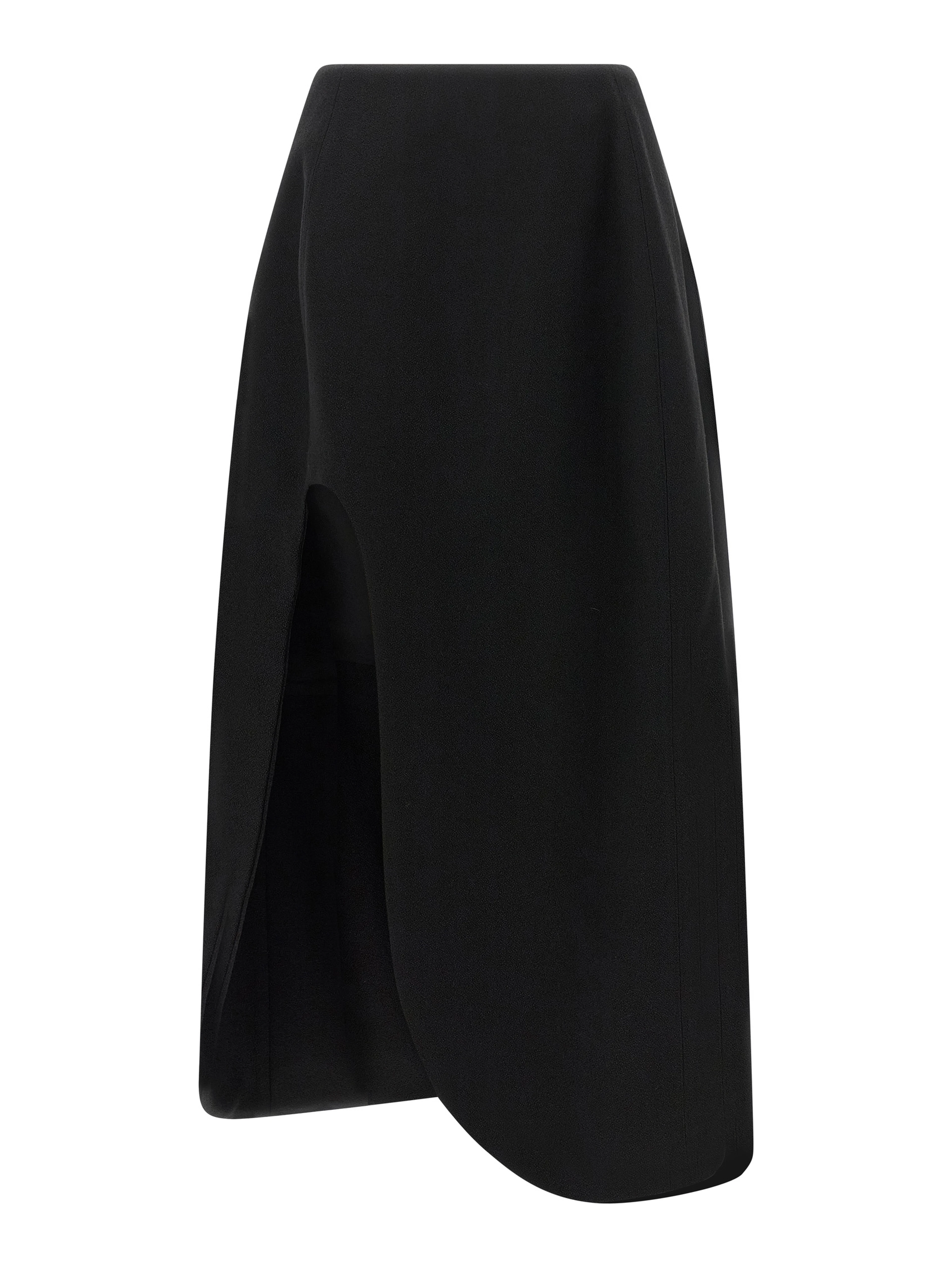 Black Virgin Wool Midi Skirt