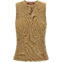 Gold Polyamide Sleeveles T-Shirt