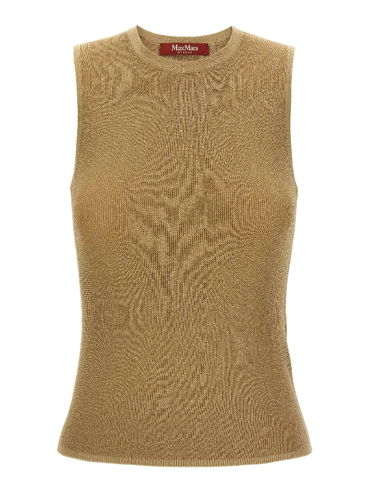 Gold Polyamide Sleeveles T-Shirt