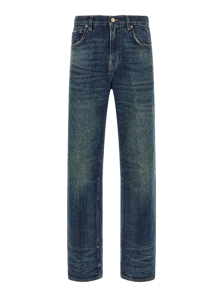 Blue Cotton Relaxed Fit Jeans