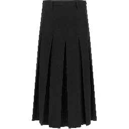 Black Polyester Midi Skirt
