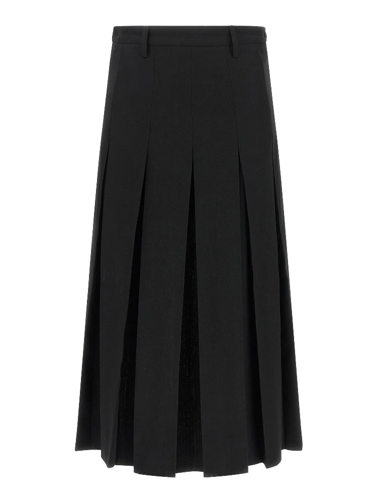 Black Polyester Midi Skirt