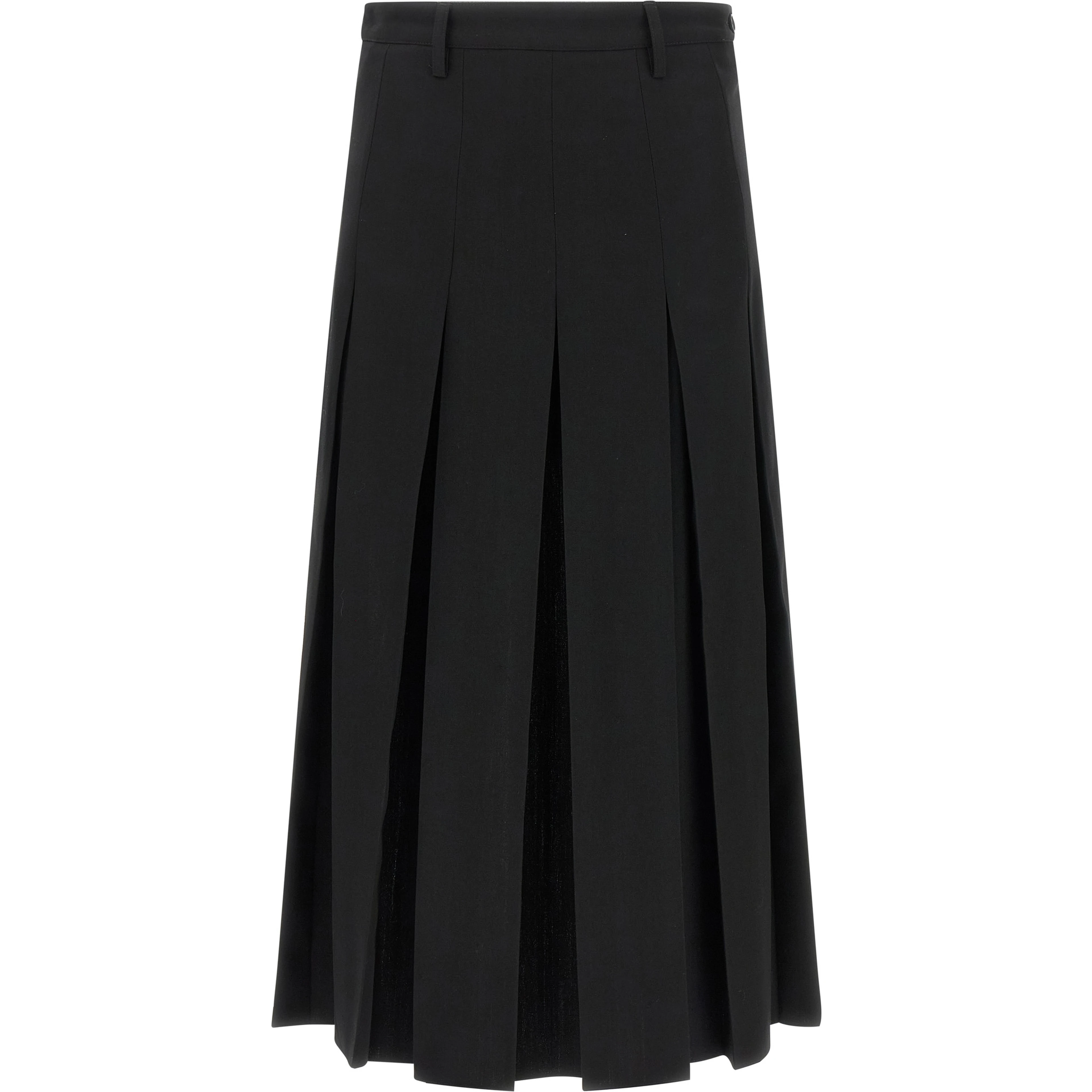 Black Polyester Midi Skirt