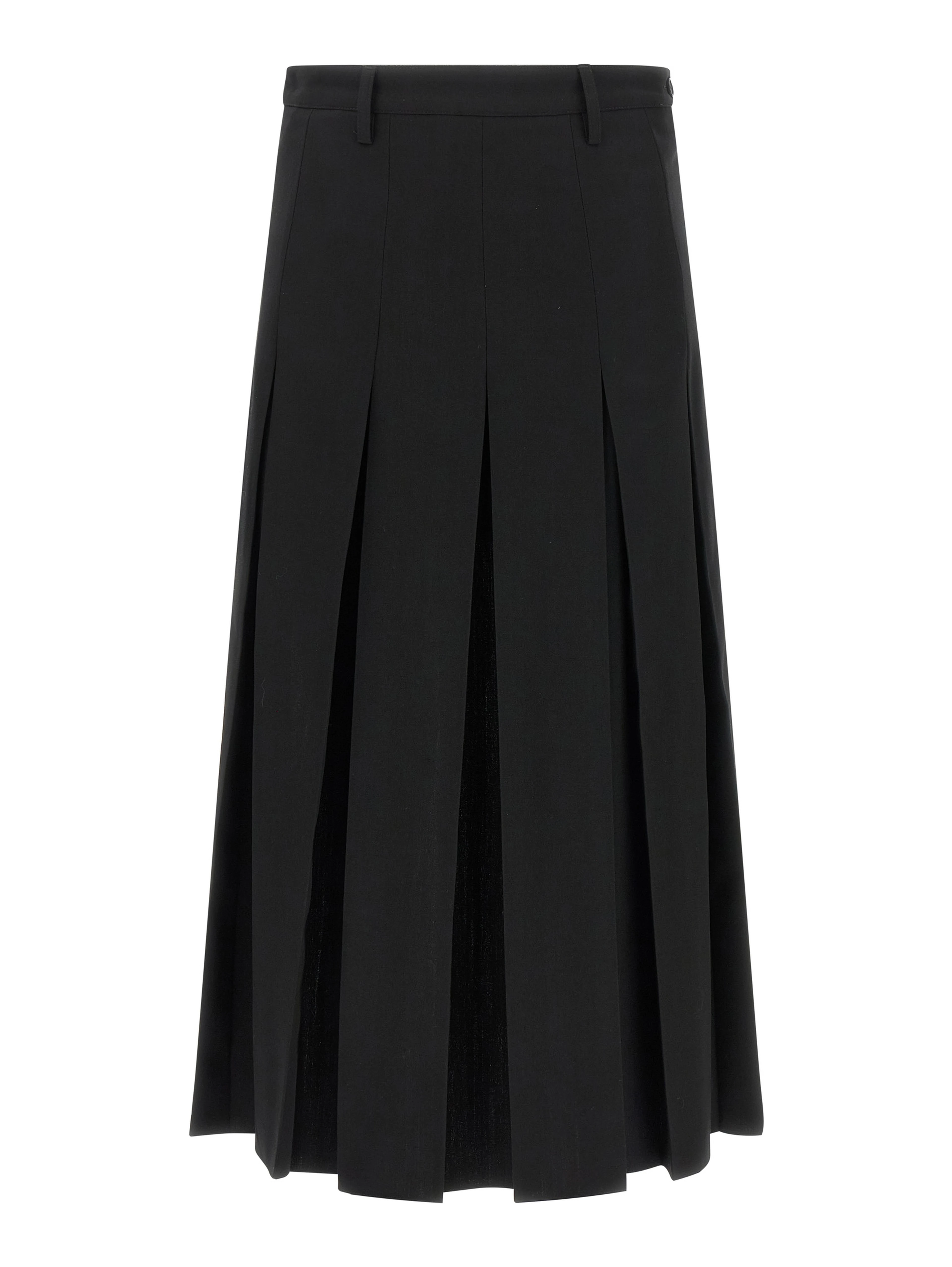 Black Polyester Midi Skirt